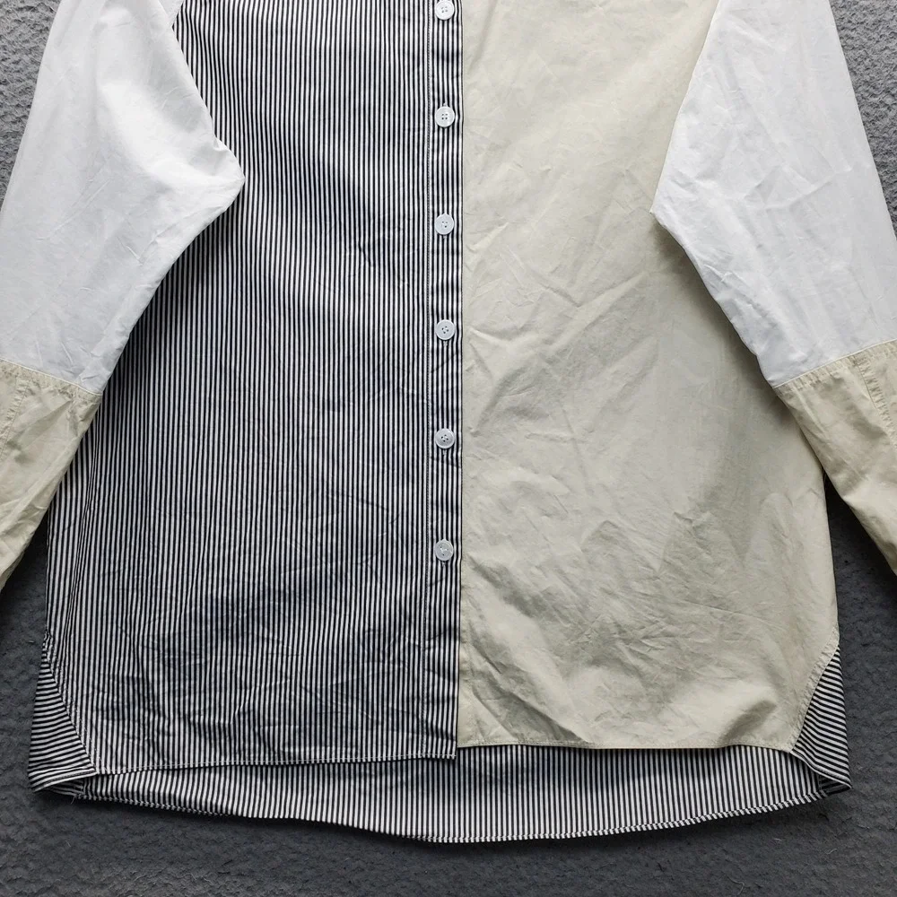 LAFAYETTE 148 New York Shirt Womens XS Multi Colorblock Striped Collar Button Up - Picture 11 of 11